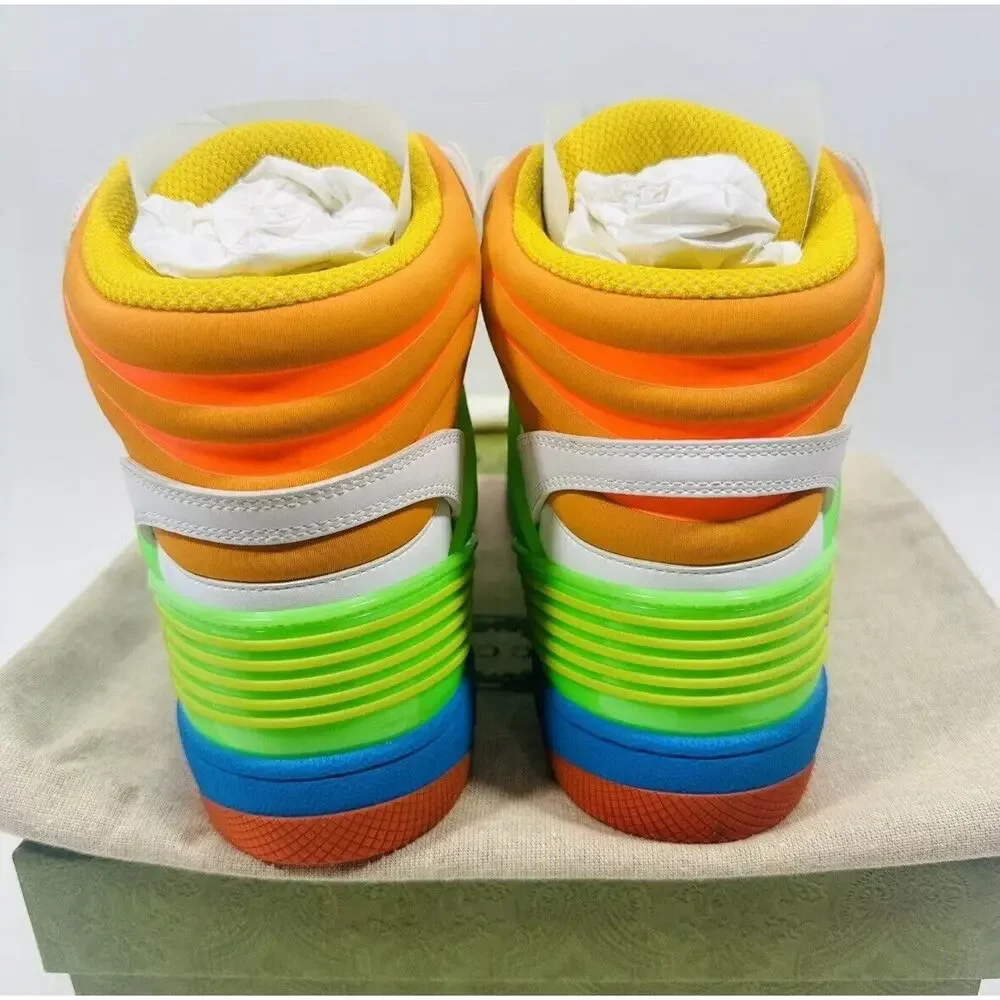 NIB Gucci Basket Dametra Women 37 US 7 High Top Sneaker Green White Purple $990 - Picture 10 of 12